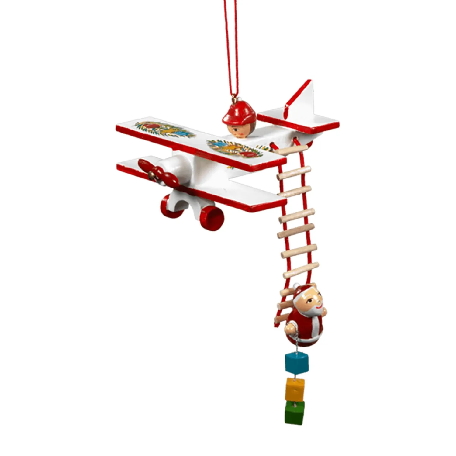 * Wood Tree Decorations|Airplane With Santa