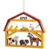 * Wood Tree Decorations|Barn With Animals