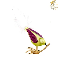 Poesie in Glas Glass Tree Decorations|Bird Green-Purple