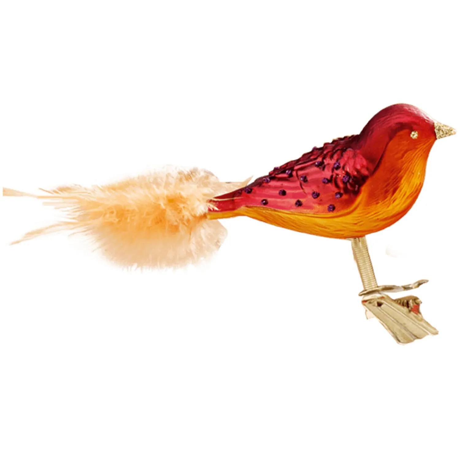 Poesie in Glas Glass Tree Decorations|Bird Orange/Pink