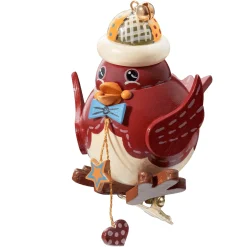 * Wood Tree Decorations|Bird With Clip, Red