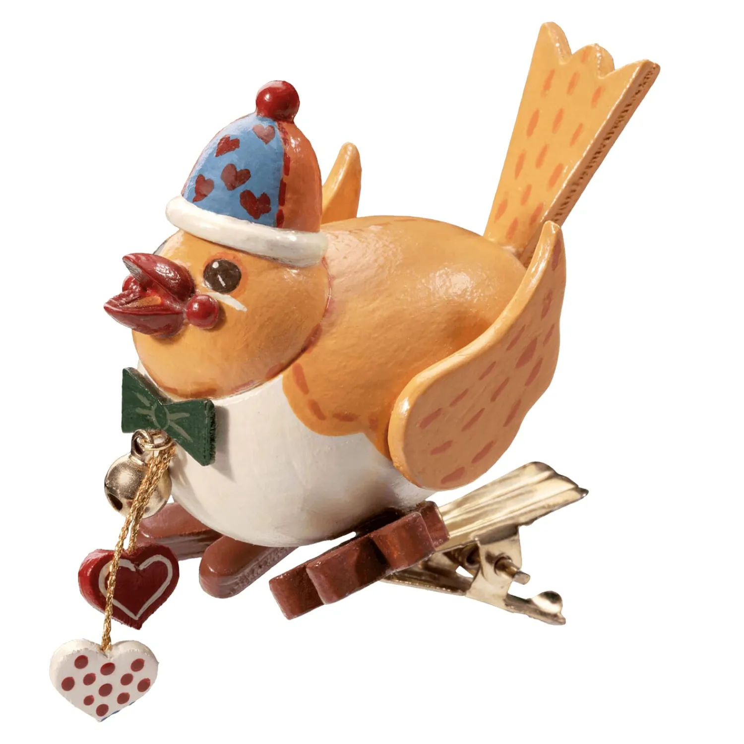 * Wood Tree Decorations|Bird With Clip, Yellow