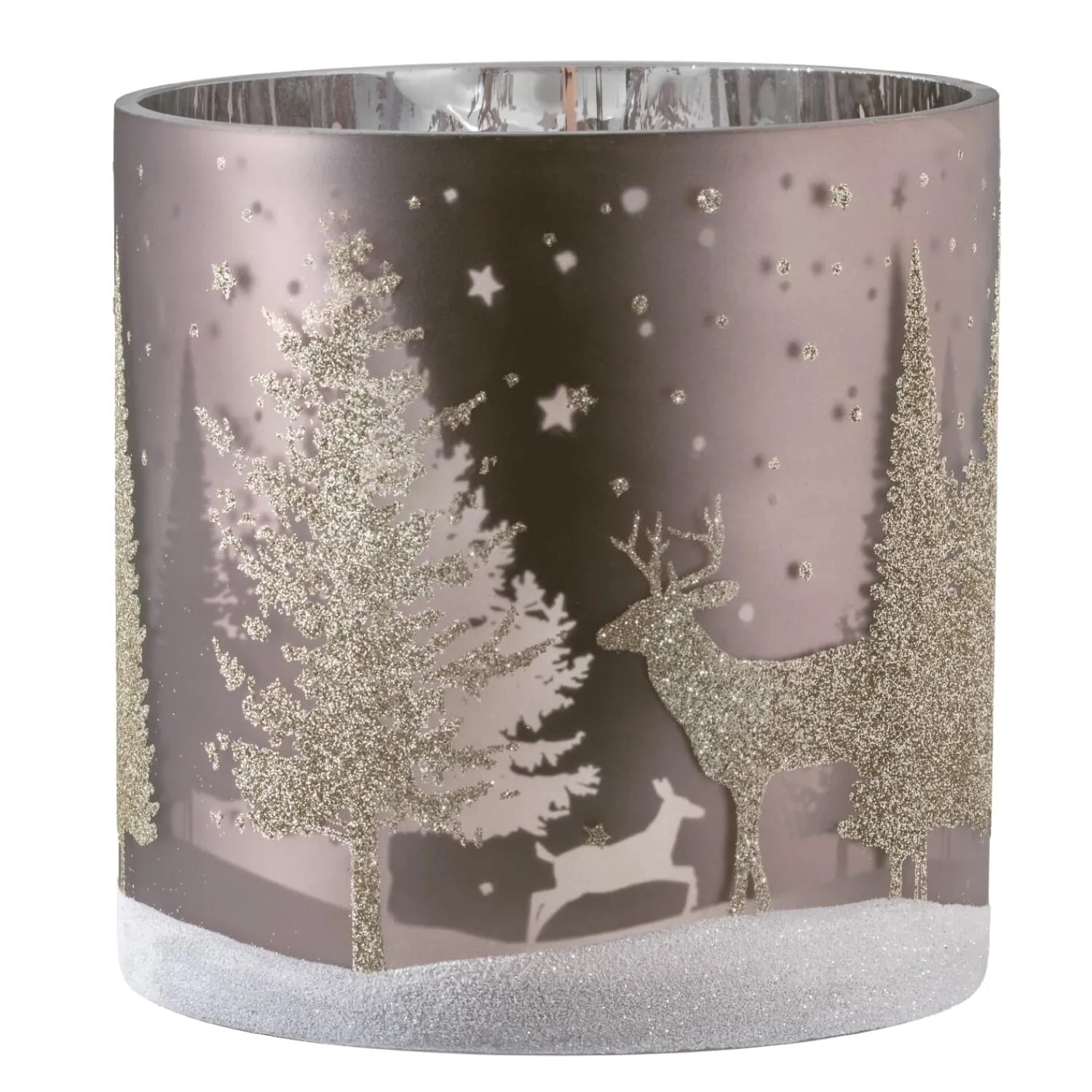 * Candle- & Tealight Holders|Candle Holder "Deer In The Forest" Taupe, 15Cm