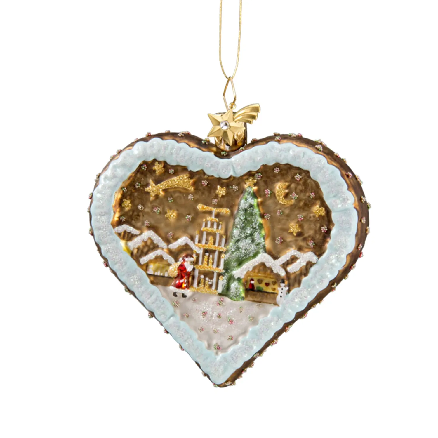Poesie in Glas Glass Tree Decorations|Christmas Tree Ornament Gingerbread Heart