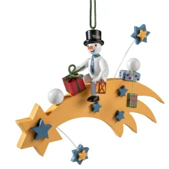 * Wood Tree Decorations|Comet With Snowman