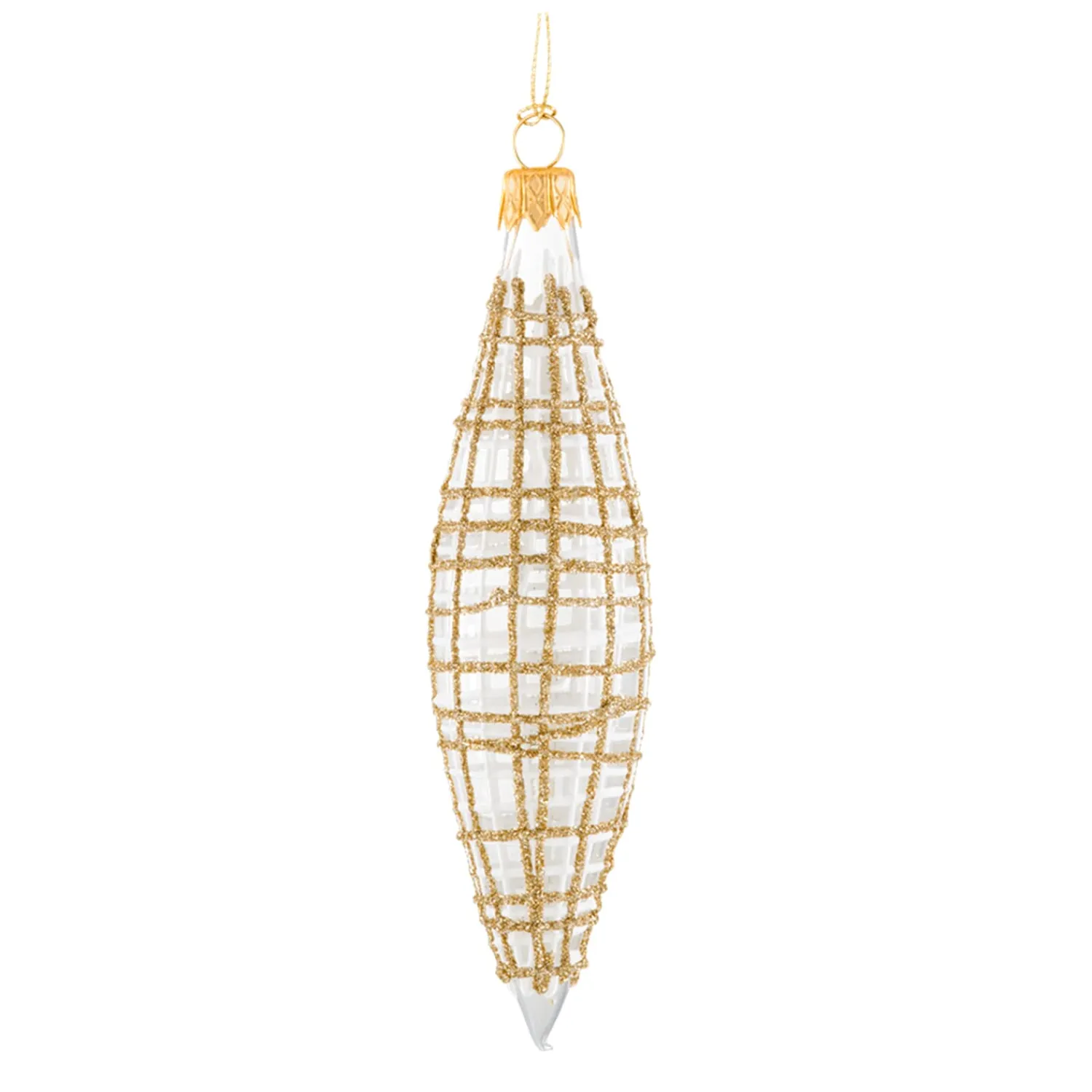 * Tree Baubles And Set Offers|Cone Clear With Glitter Gold/White