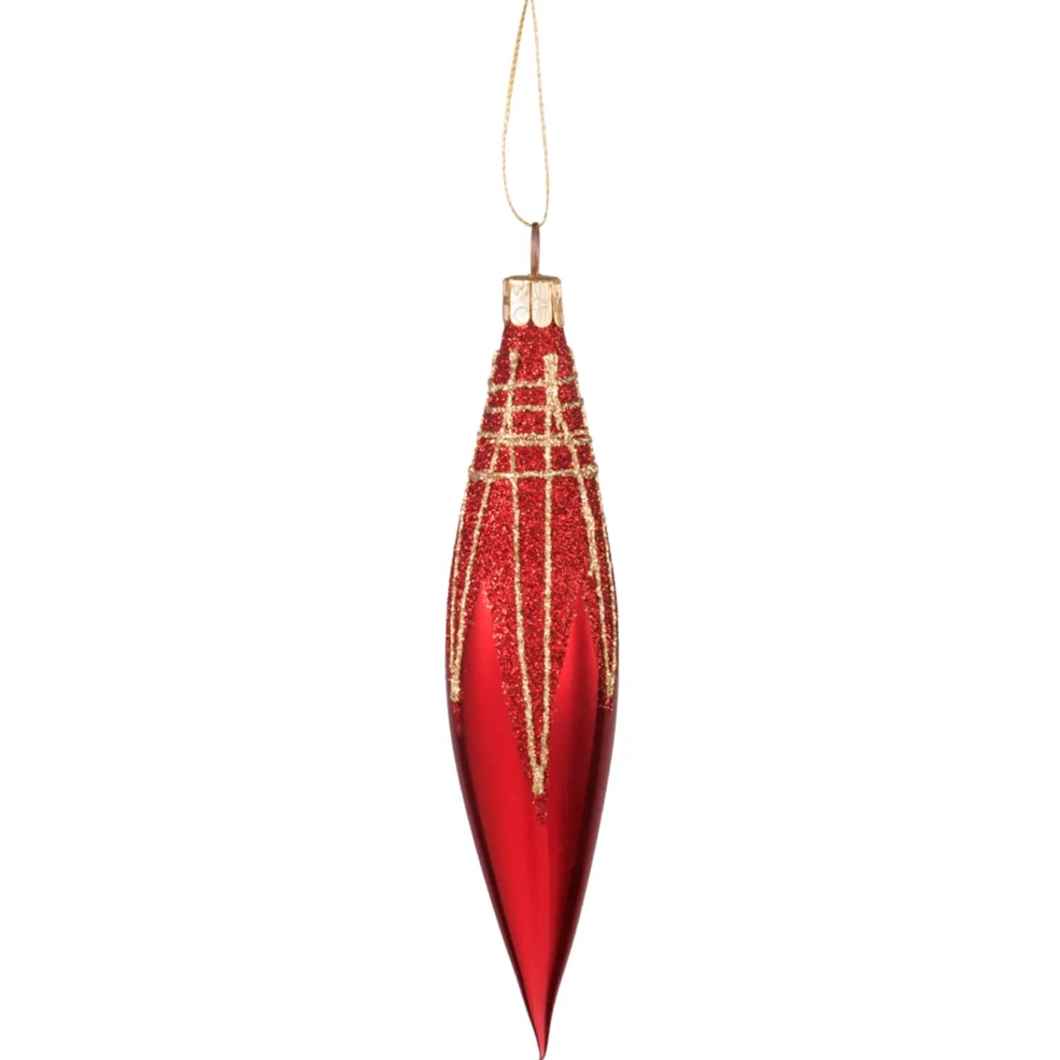 * Tree Baubles And Set Offers|Cone Red With Glitter Roof