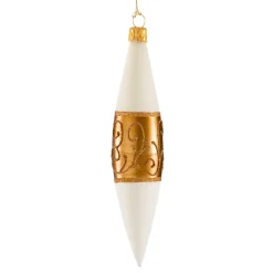 * Tree Baubles And Set Offers|Cone White Matt With Copper Ribbon