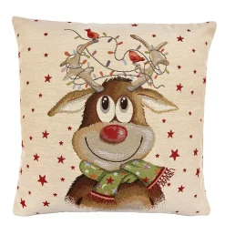 Sandner Home Decorations|Cushion Cover "Jolly Reindeer With Chain Of Lights"