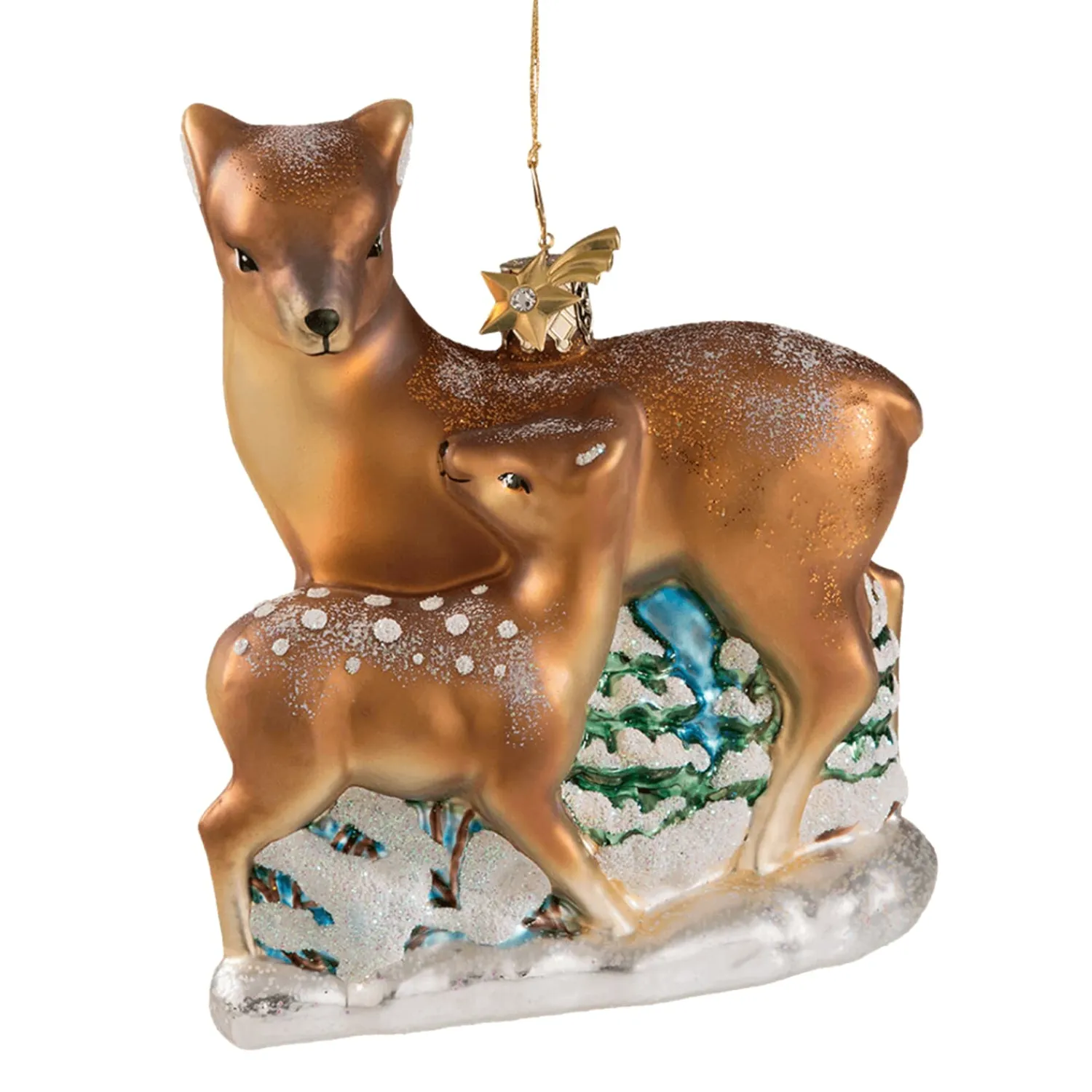 Poesie in Glas Glass Tree Decorations|Deer With Fawn