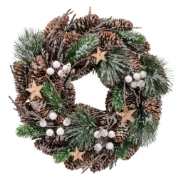 * Home Decorations|Door-/Table Wreath With White Baubles And Pine Cones