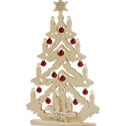 RATAGS Holzdesign Schwibbogen|Double Schwibbogen "Tree With Glass Baubles", 230V With Usb A Port