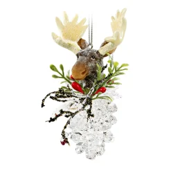 * Acrylic Tree Decorations|Fir Cone With Elk