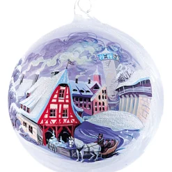 * Rothenburg Souvenirs|Glass Bauble "Alte Schmiede", Wintertime In Rothenburg, 10Cm