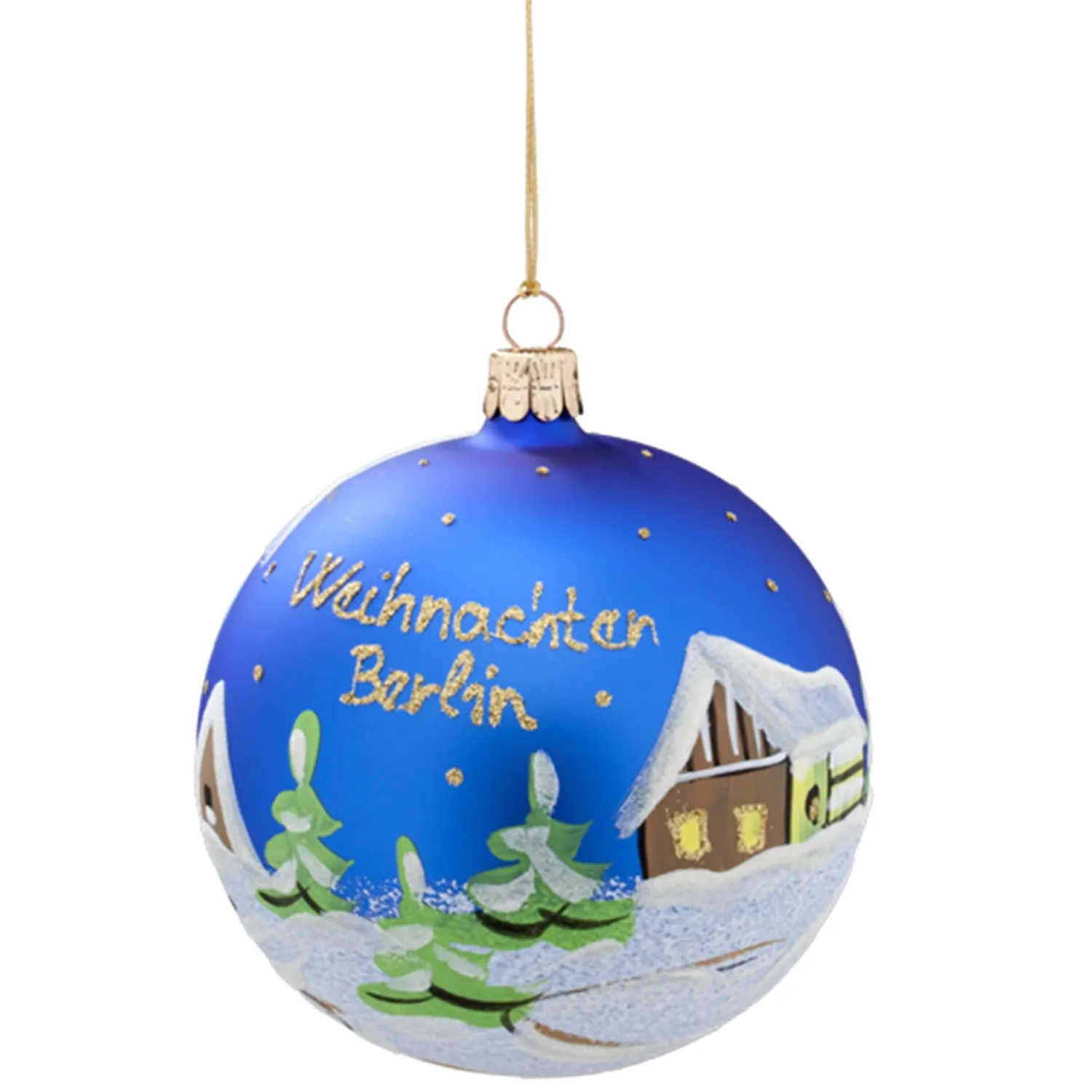 * Germany Souvenirs|Glass Bauble Blue "Weihnachten Berlin", 10 Cm
