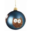 * Tree Baubles And Set Offers|Glass Bauble Blue With Owls, 7Cm