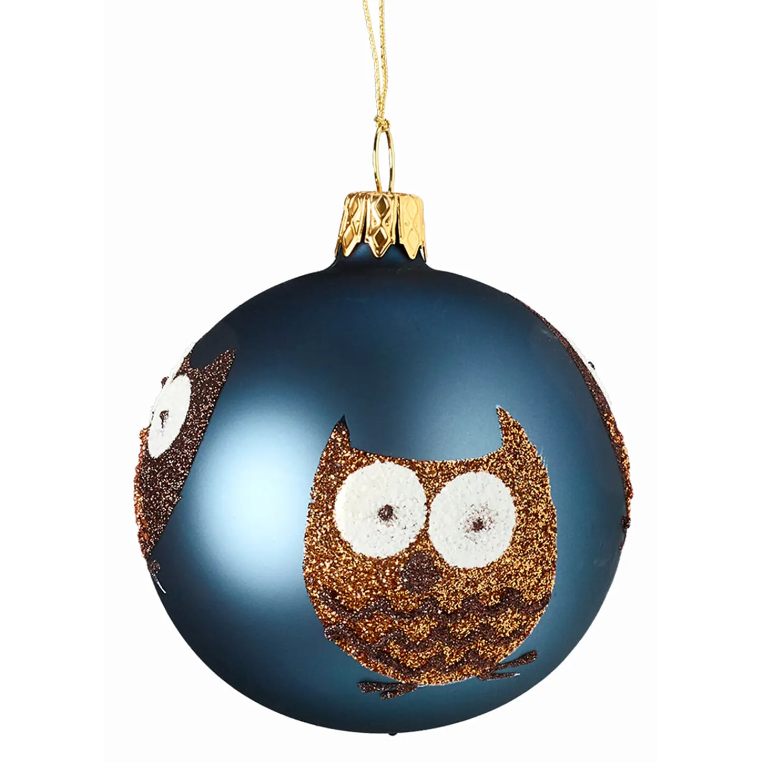* Tree Baubles And Set Offers|Glass Bauble Blue With Owls, 7Cm