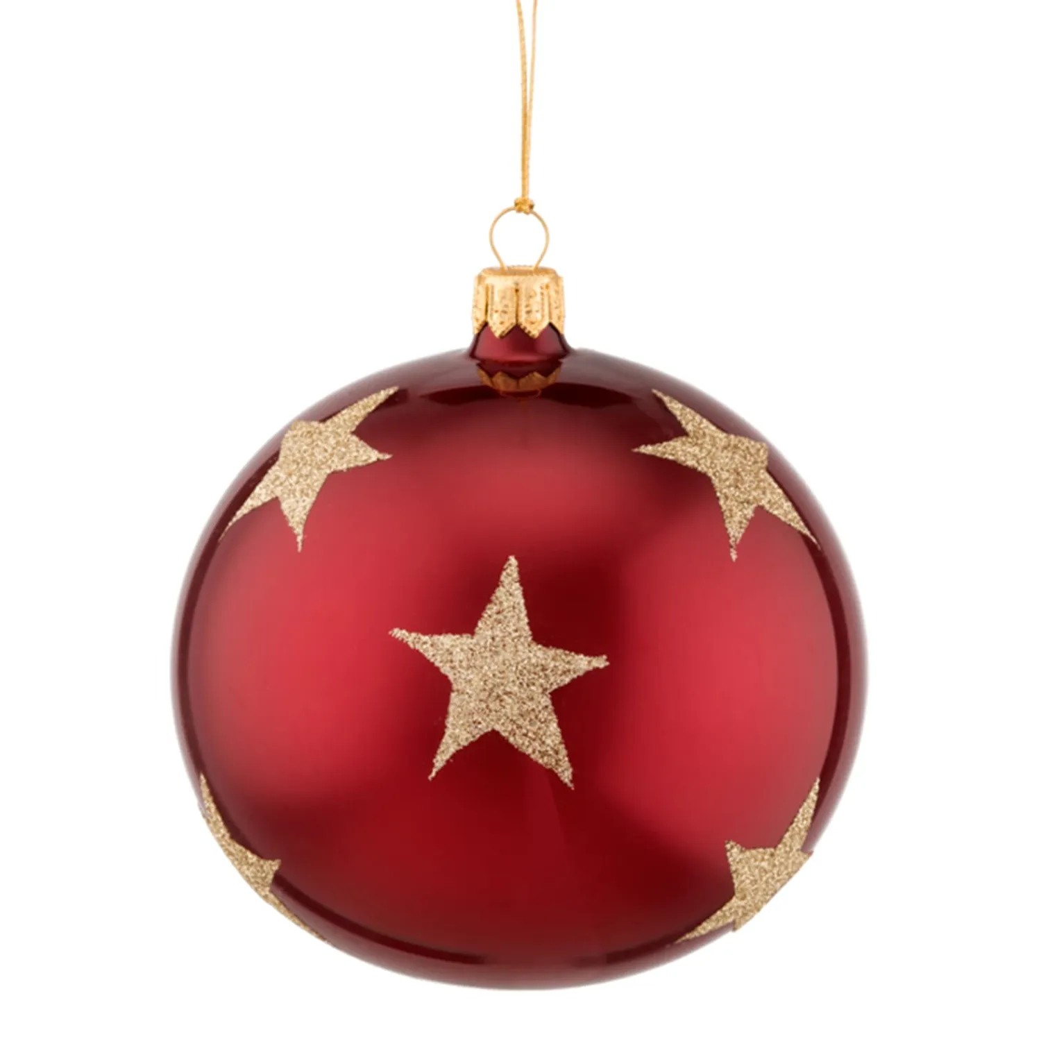 * Tree Baubles And Set Offers|Glass Bauble Bordeaux With Golden Stars, 10 Cm