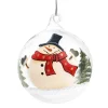 * Tree Baubles And Set Offers|Glass Bauble Clear Snowman With Top Hat, 8 Cm
