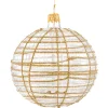 * Tree Baubles And Set Offers|Glass Bauble Clear With Glitter Gold/White, 10 Cm