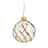 * Tree Baubles And Set Offers|Glass Bauble Clear With Gold-White Net Pattern, 6 Cm
