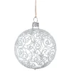 * Tree Baubles And Set Offers|Glass Bauble Clear With Silver Flourishes, 8 Cm