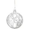 * Tree Baubles And Set Offers|Glass Bauble Clear With Silver Squiggles, 7 Cm