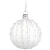 * Tree Baubles And Set Offers|Glass Bauble Clear With White Glitter Decor, 7 Cm