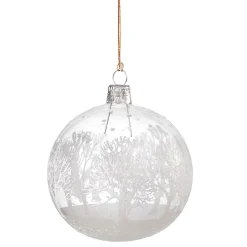 * Tree Baubles And Set Offers|Glass Bauble Clear With White Trees, 8 Cm