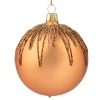 * Tree Baubles And Set Offers|Glass Bauble Copper With Glitter Roof, 8Cm