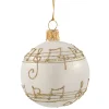 * Tree Baubles And Set Offers|Glass Bauble Cream Colored With Musical Notes, 6 Cm