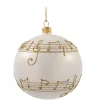 * Tree Baubles And Set Offers|Glass Bauble Cream Colored With Musical Notes, 8 Cm