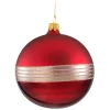 * Tree Baubles And Set Offers|Glass Bauble Dark Red With Glitter Stripes, 10Cm