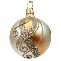 * Tree Baubles And Set Offers|Glass Bauble Gold With Golden Decor, 6 Cm