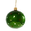 * Tree Baubles And Set Offers|Glass Bauble Green With Colorful Dots, 7 Cm