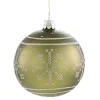 * Tree Baubles And Set Offers|Glass Bauble Green With White Pattern, 8 Cm