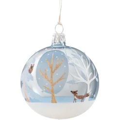 * Tree Baubles And Set Offers|Glass Bauble Light Blue "Winter Forest", 7 Cm