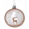 * Tree Baubles And Set Offers|Glass Bauble Light Brown With Winter Forest, 7Cm