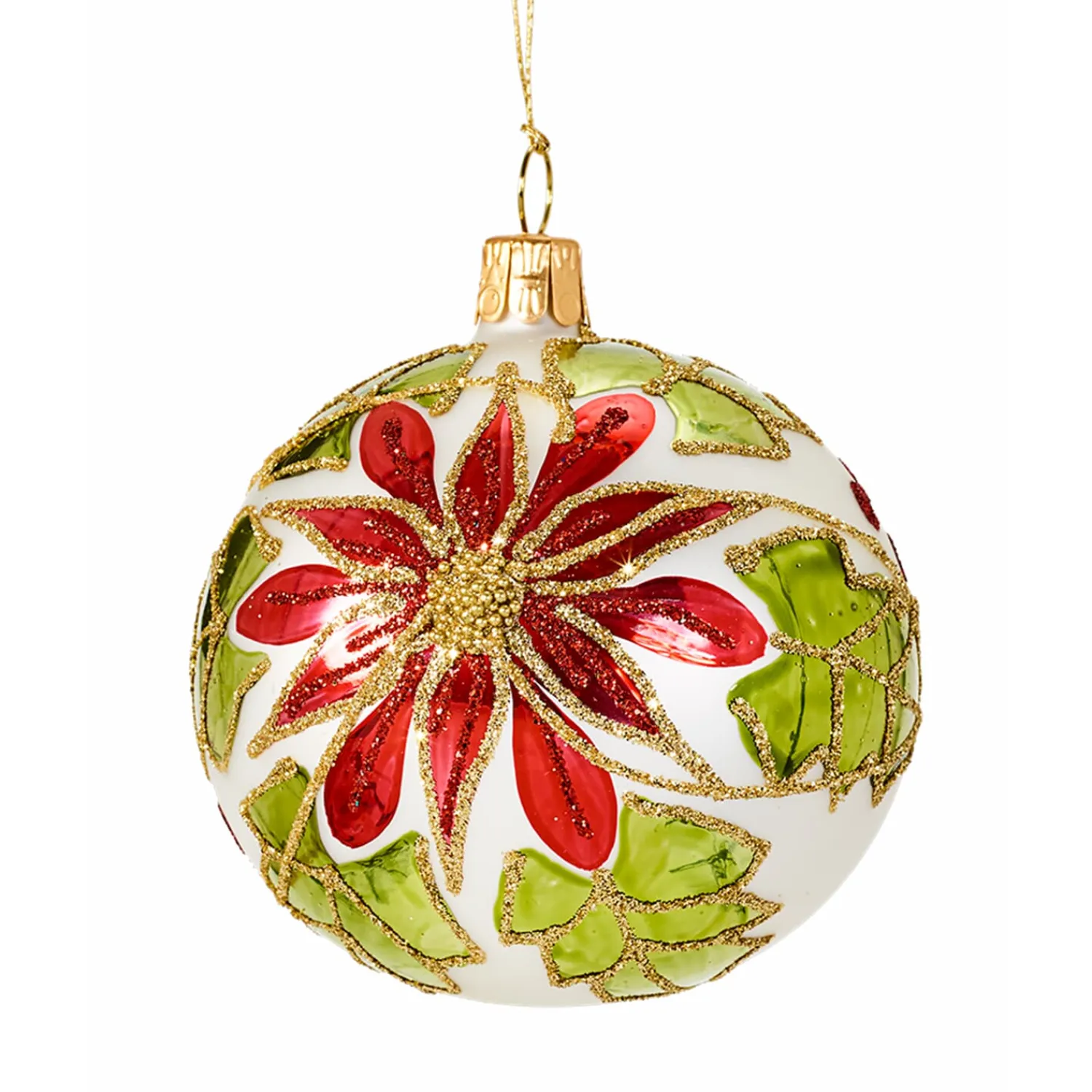 * Tree Baubles And Set Offers|Glass Bauble Poinsettia, 7 Cm