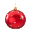 * Tree Baubles And Set Offers|Glass Bauble Red Opalescent With Dots, 7 Cm