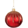 * Tree Baubles And Set Offers|Glass Bauble Red With Glitter Roof, 8 Cm