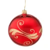 * Tree Baubles And Set Offers|Glass Bauble Red With Goldglitter, 10 Cm