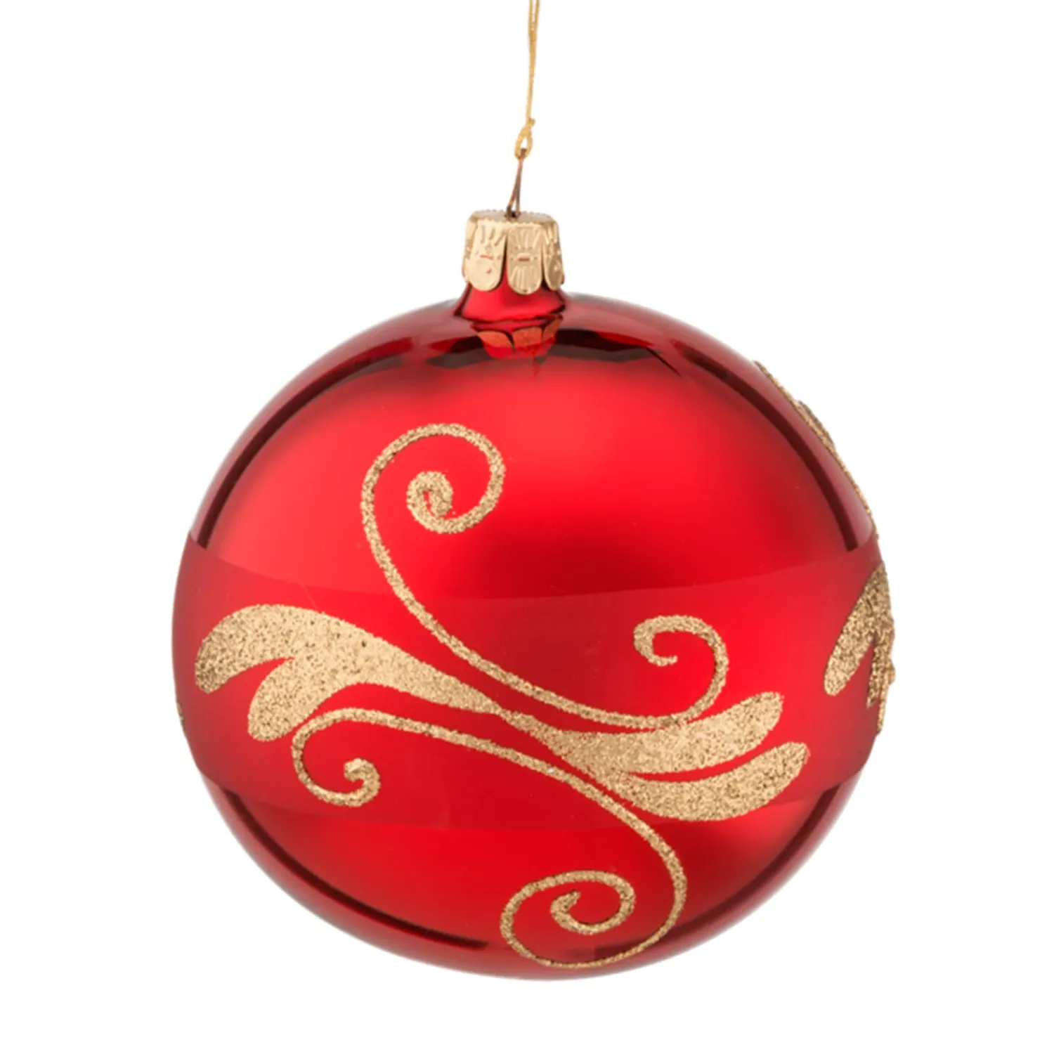 * Tree Baubles And Set Offers|Glass Bauble Red With Goldglitter, 10 Cm