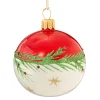 * Tree Baubles And Set Offers|Glass Bauble Red-White With Twig And Stars, 6 Cm