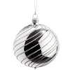 * Tree Baubles And Set Offers|Glass Bauble Silver With Silver Spirals, 8 Cm