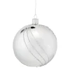 * Tree Baubles And Set Offers|Glass Bauble Silver With Glitter Decor, 10 Cm