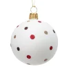 * Tree Baubles And Set Offers|Glass Bauble White With Glitter Dots, 6 Cm