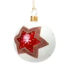 * Tree Baubles And Set Offers|Glass Bauble White With Gingerbread Star, 6 Cm