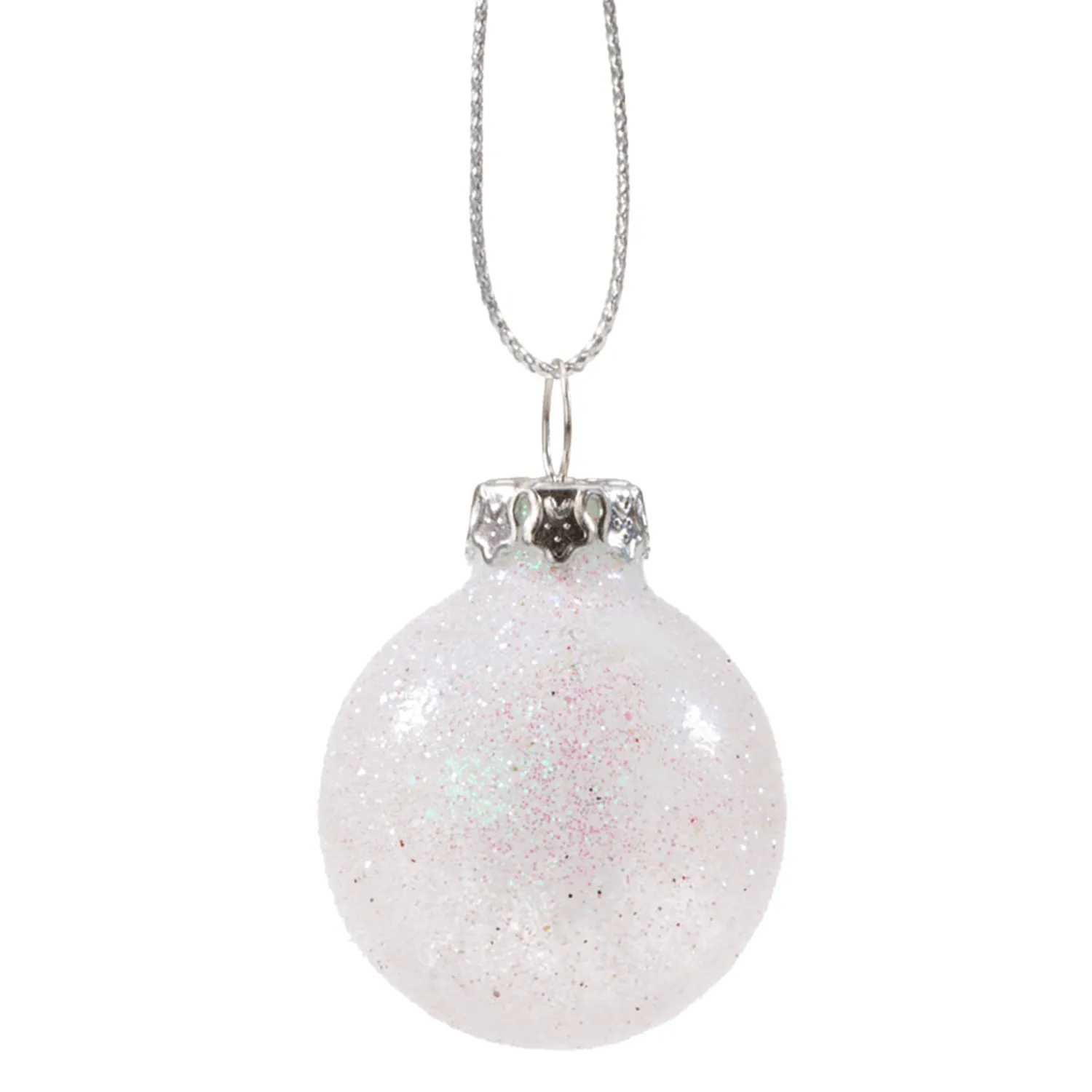* Tree Baubles And Set Offers|Glass Bauble White With Silver Glimmer, 3 Cm