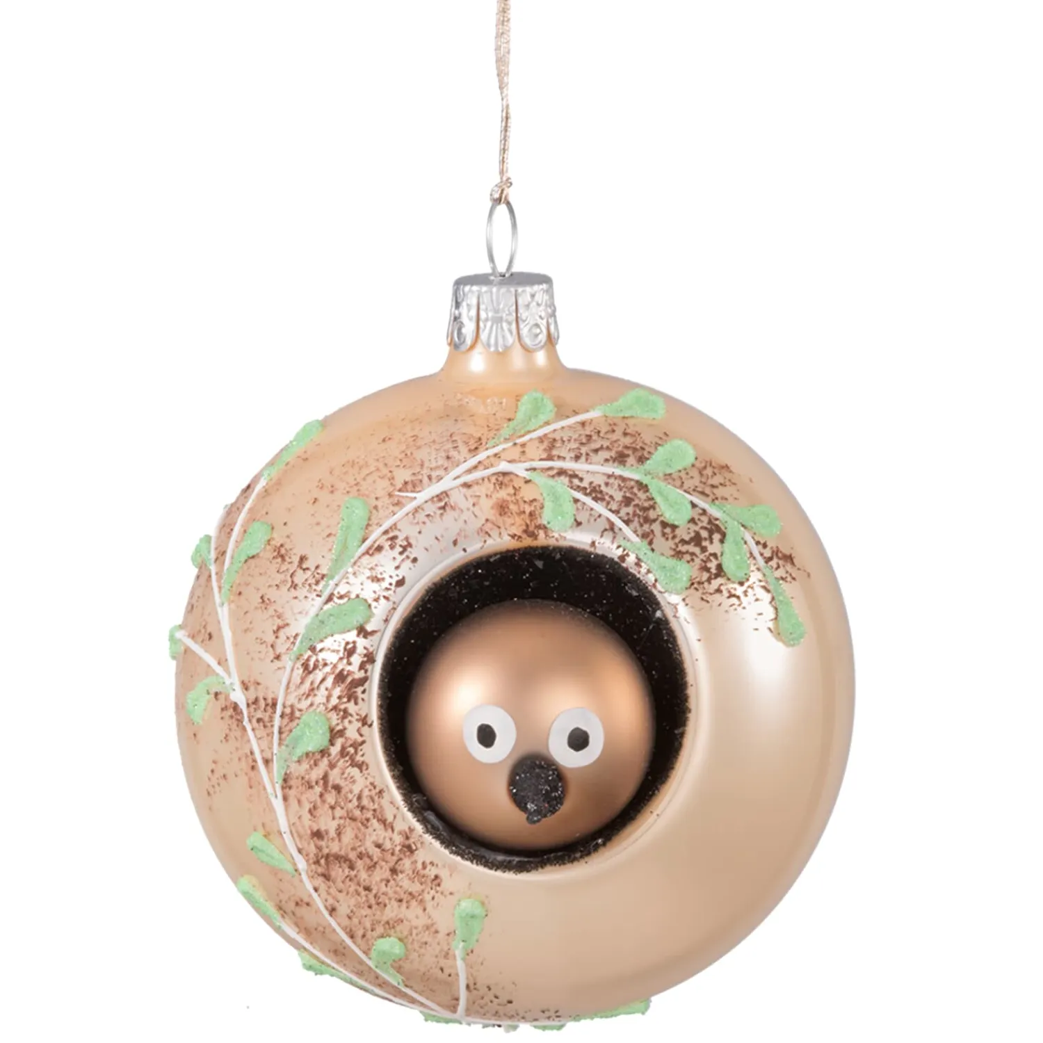* Tree Baubles And Set Offers|Glass Bauble With A Bird Peeking Out, 8 Cm